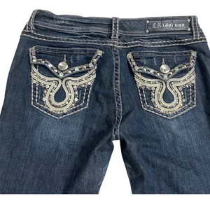 LA Idol USA Womens Embellished Bootcut‎ Jeans Dark Wash Size 9/31 EUC bling boot thumbnail 2