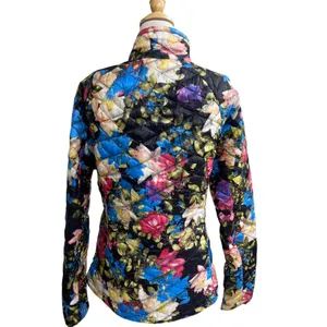 The North Face Thermoball Floral Quilted Puffer Jacket Black Multi Womens Small thumbnail 2