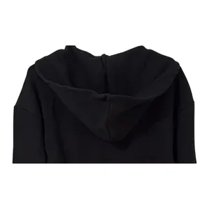 NWT WeWoreWhat Cropped Half Zip Fleece Cotton Hoodie Long Sleeve Small Black thumbnail 7