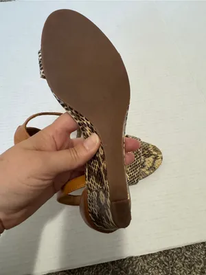 Tory Burch Kitten Heel Snake Print Wedge Sandals Womens 6 Summer Casual Leather thumbnail 4