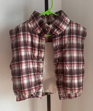 Active USA Plaid Puffer Vest in Burgundy and White thumbnail 1