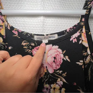 Wallflower Womens Size XXL Black‎ and Floral Pattern Flowy Midi Sleeveless Dress thumbnail 3