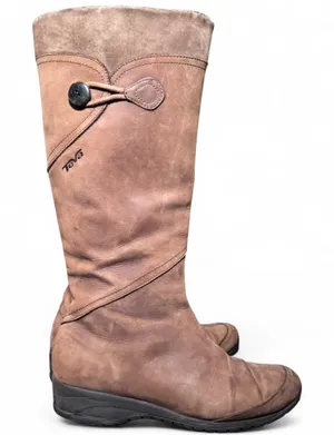 Teva Cove Women’s 7.5 Brown Tall Leather Zip Waterproof Boots Riding Style thumbnail 1