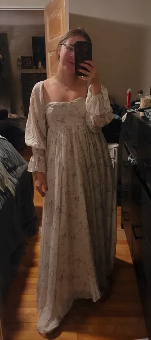 Worth Collective Delilah Mack Dress With Train in Blush thumbnail 1