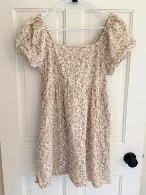 American Eagle Floral Puff Sleeve‎ Cottagecore Mini Dress M thumbnail 1