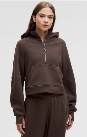 NWT Scuba Oversized Half-Zip Hoodie/ Espresso & Xs/s thumbnail 1