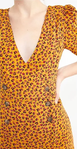 Urban outfitters NWOT $79 Woman’s S Mustard leopard print shortsleeve midi dress thumbnail 1