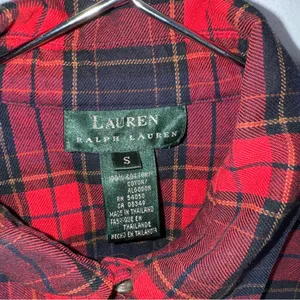 lauren ralph lauren‎ Small Red Blue Plaid Collar Button Down Top CP thumbnail 3