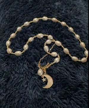 Mother Of Pearl Necklace Moon Charm OT Buckle White stainless steel jewelry NEW thumbnail 3