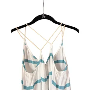 Natural Reflections Womens Striped Maxi Dress‎ Teal Pink Rope Straps Size Small thumbnail 4