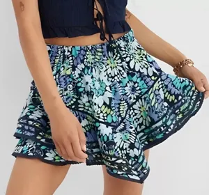 NWT Aerie Floral Lace Tiered Ruffle Skort Size XS Blue Coquette Fairy Y2K thumbnail 1