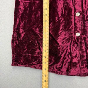 J. Jill Womens LT Tall Burgundy Crushed Velvet Pintuck Button Front Tunic Top thumbnail 5