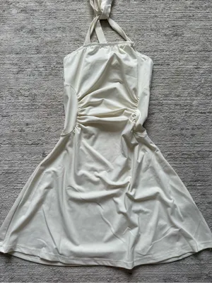 SHEIN White Halter Ruched Side Mini Dress (Size XS) thumbnail 3