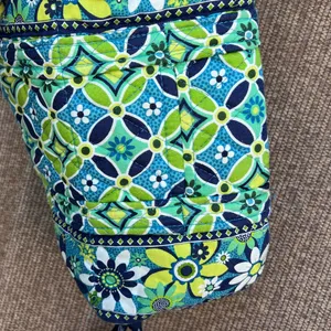 Vintage Vera Bradley Duffle TRAVELER Bag Flower Daisys Blue Green Bag thumbnail 4