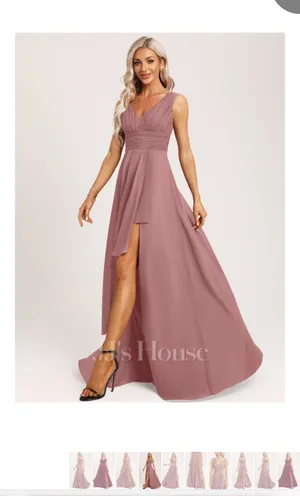 JJ's House Dusty Pink Long Wedding Guest Dress thumbnail 2