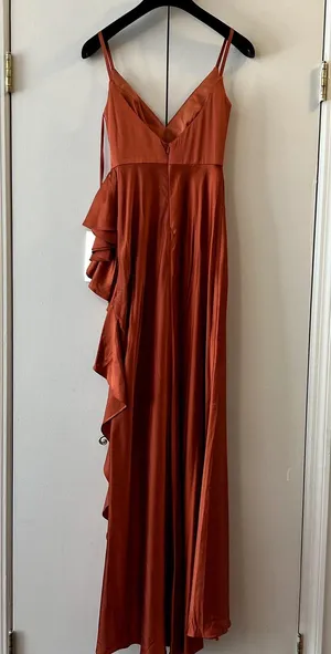 Mac Duggal 68551 Ruffle Slit High Waist Dress spice orange size 0 UB thumbnail 7