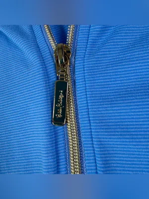 Lilly Pulitzer Luxletic Kapri Full Light Blue Zip Up Gold Accents Women's Size M thumbnail 6