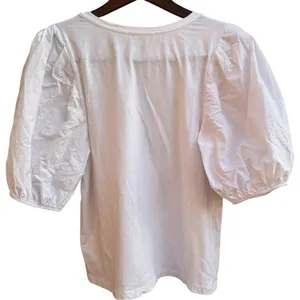 Anthropologie Eri + Ali White Puff Sleeve Top thumbnail 5