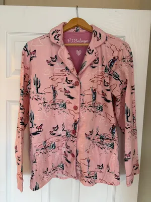 P.J. Salvage Wild Heart Pajama Flannel Shirt Sz Small Country Cowboy Horse X9 thumbnail 1