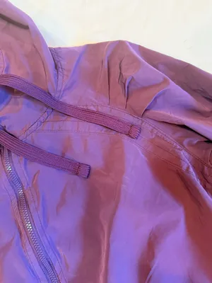 Gap Purple Hooded Utility Rain Jacket Women’s Small Drawstring Waist thumbnail 5
