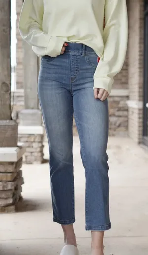 SPANX Straight Leg Ankle Jeans Wash Vintage Indigo Size Large thumbnail 1