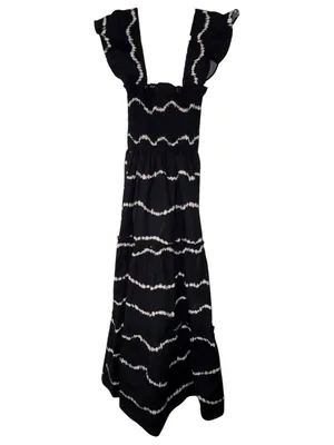The Lulo Project Sunset Print Smocked Stretch Cotton Maxi Dress Medium NWT thumbnail 4