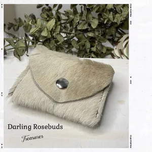 Hair on Hide Genuine Leather Card Holder with snap closure. Made in USA thumbnail 6