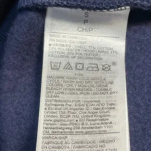 NEW Gap Women's Navy Blue Gray Logo Embroidered Hoodie Hooded Sweatshirt Size S thumbnail 5