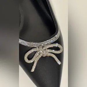 Apt 9 Emmalyn Black cutout pointy retro silver rope bow ballerina flats shoes thumbnail 4