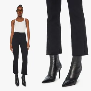 MOTHER • The Hustler Ankle Fray jeans washed black Not Guilty bootcut flare crop thumbnail 2