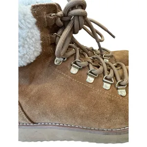 Sam Edelman Franc Suede Hiking Platform Wedge Booties Faux Fur Trim Size 6.5 thumbnail 6