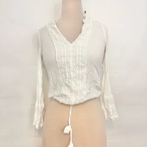 Lulus Bali Daydream White Lace Long Sleeve Top Small thumbnail 2