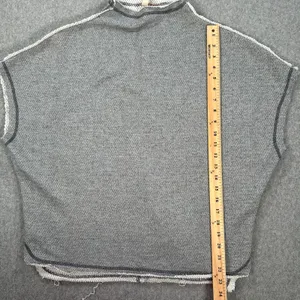 Pilcro Funnel Neck Cut Off Pullover Womens Small Gray Terry Boxy Casual Lounge thumbnail 5