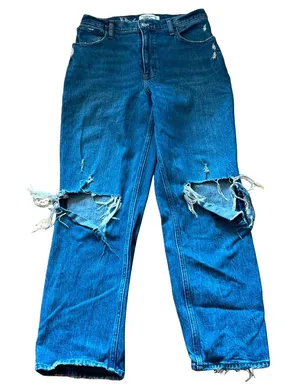 Abercrombie and Fitch Distressed Blue Ankle Jeans thumbnail 1