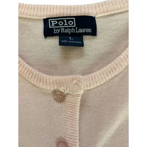 Polo Ralph Lauren Cashmere Cardigan Pony Sweater Light Pink Womens Large thumbnail 11