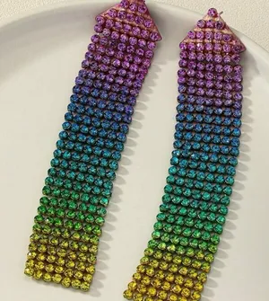 Multicolored Rhinestone Drop Earrings thumbnail 1