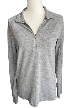 Lululemon heathered gray 1/4 zip pullover long sleeve activewear workout medium thumbnail 1