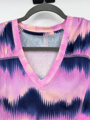 Free People Movement True North Tee XS/S Pink Navy Abstract Active Top thumbnail 5