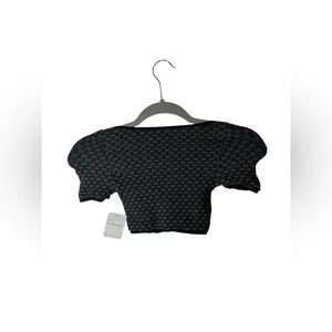 Free‎ People Intimately Black Patterned Knit Crop Top XS/S thumbnail 4