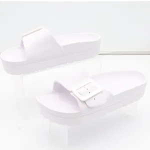 Womens White Platform Slide Sandals Chunky Buckle Strap Foam Slides Size 9 thumbnail 2