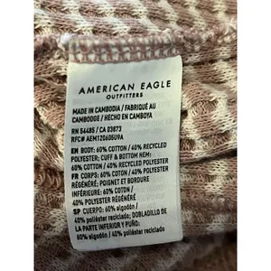 American Eagle Outfitters Sweater Womens XS Beige Waffle Knit Crewneck Pullover thumbnail 8