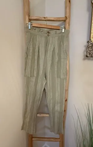Free People Semi Sweet Cropped Pants in Sage Combo Super High Rise Small thumbnail 9