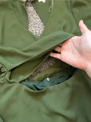 Le Lis Olive Green Long-Sleeve Wrap Romper thumbnail 4