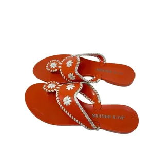 Jack Rogers Navajo Jelly Flat Sandals Orange White Flip Flop Size 7‎ thumbnail 4