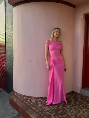 MISHA The Sisal Mesh Maxi Dress in Orchard Pink Size Medium thumbnail 3