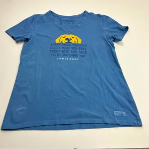 Life Is Good Crusher Tee Shirt Dog Womens Size Medium Blue‎ Short Sleeve Popover thumbnail 1
