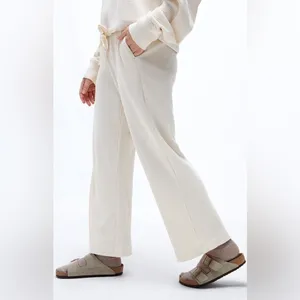 Charlie Holiday Journey Cream Waffle Knit Wide Leg Lounge Pants Drawstring thumbnail 3