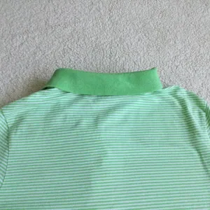 Y2K Polo Shirt Stretch Green Striped - Sz Medium thumbnail 7