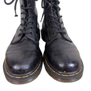 Dr. Martens 1460 Smooth Leather 8-Eye Combat Boots Black Yellow Stitching Sz 8 thumbnail 8