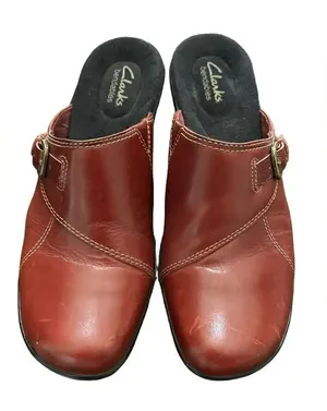 Clarks Bendables Red Leather Slip-on Shoes(Size 8.5M) thumbnail 1